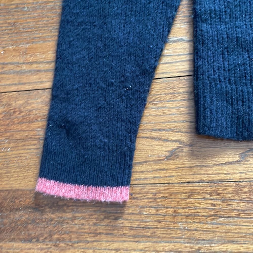 Sundry Contrast Stripe Cardigan Tennis Varsity Preppy Navy Wool Cashmere - Picture 4 of 8